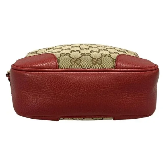GUCCI Bree/GG Beige Dark Brown Red Jacquard Leather - Shoulder Bag 506-060625